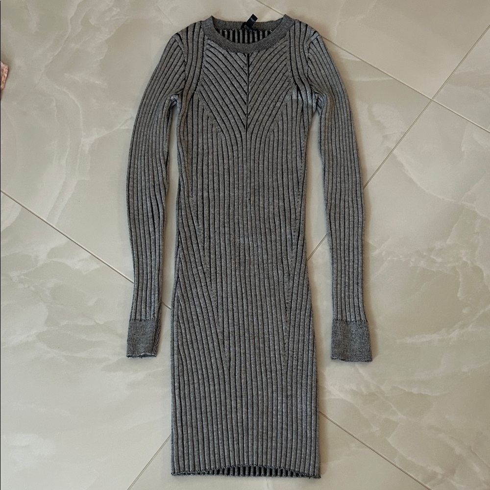 Express Charcoal Long Sleeve Dress